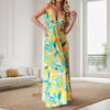 Strappy Boho Beach Long Dress 2024 Women's Summer V Neck Slim Sleeveless Maxi Floral Dress Sexy Backless Hawaii Beach Dresses