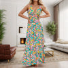 Strappy Boho Beach Long Dress 2024 Women's Summer V Neck Slim Sleeveless Maxi Floral Dress Sexy Backless Hawaii Beach Dresses
